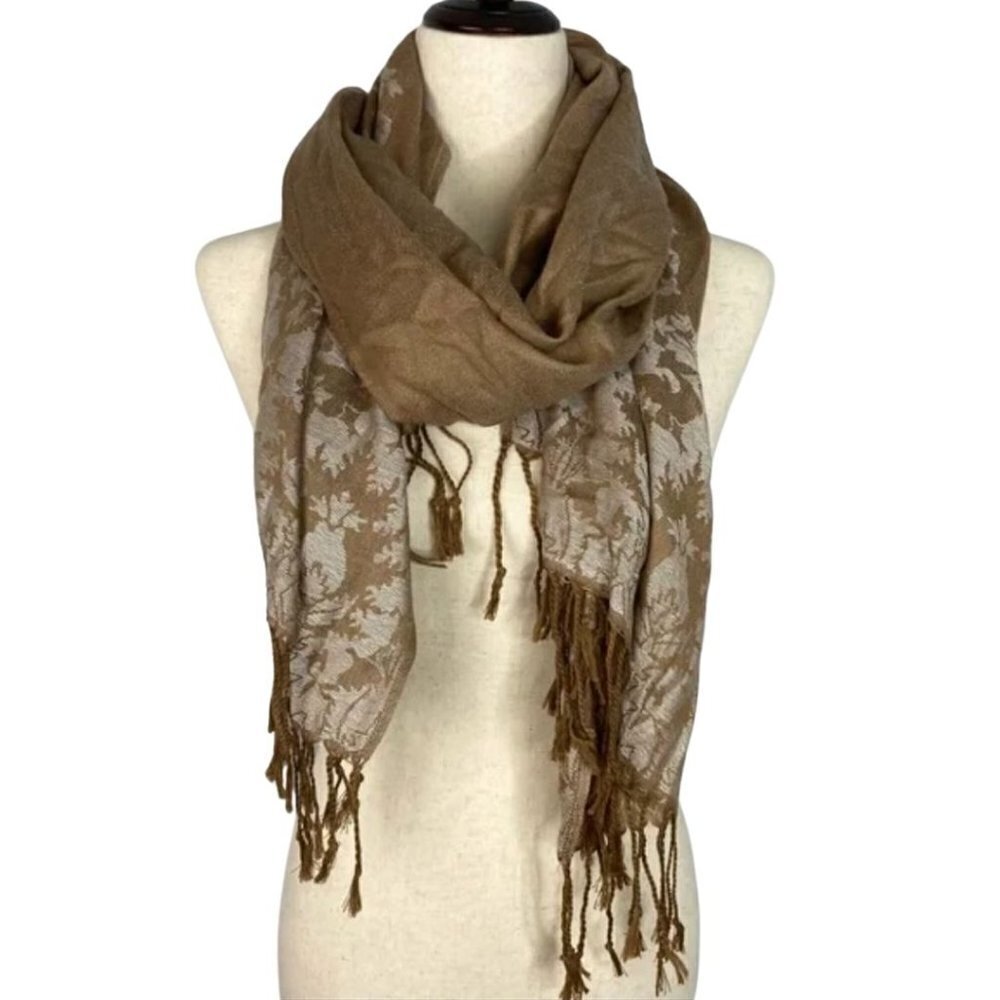 NWT Pashmire Brocade Floral Double Sided Scarf